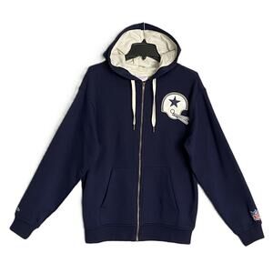 Mitchell & Ness Dallas Cowboys Throwbacks Hoodie Men's Small Full Zip Blue NEW